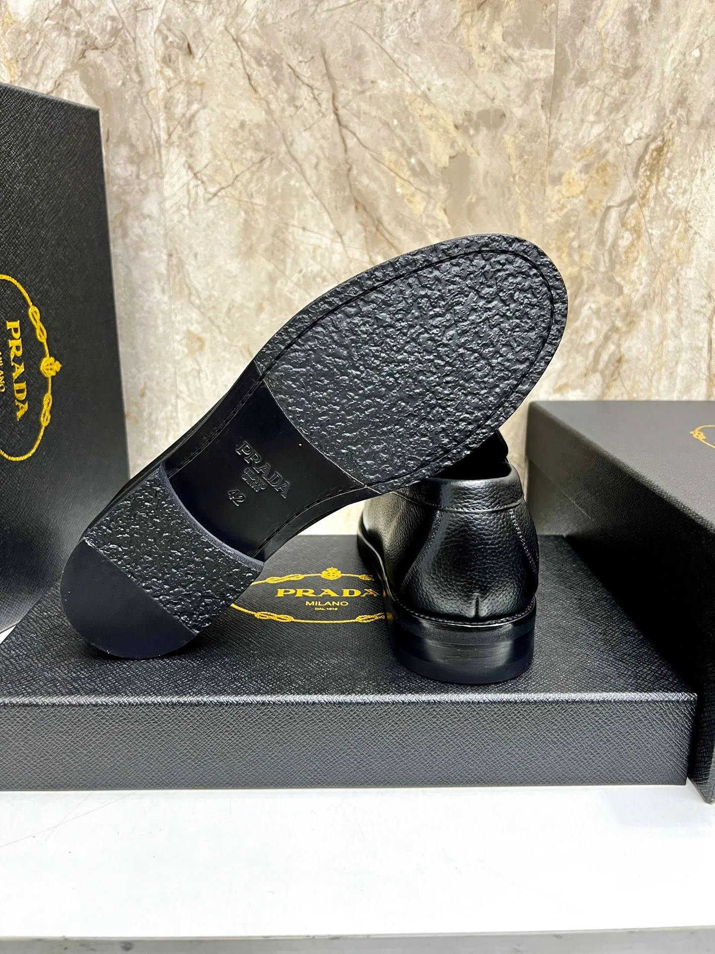 PRADA~ Size: 38-44 (customized 45/46 P: 💰880 P's original official website new high-end men's leather shoes, top-quality original replicas, made of imported open edge beads/calf leather, calf leather breathable lining, original leather outsole!